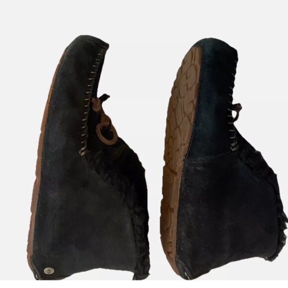 UGG Alena Black Sheepskin Suede Moccasin Slippers Women's US Sz 9 - Picture 9 of 9